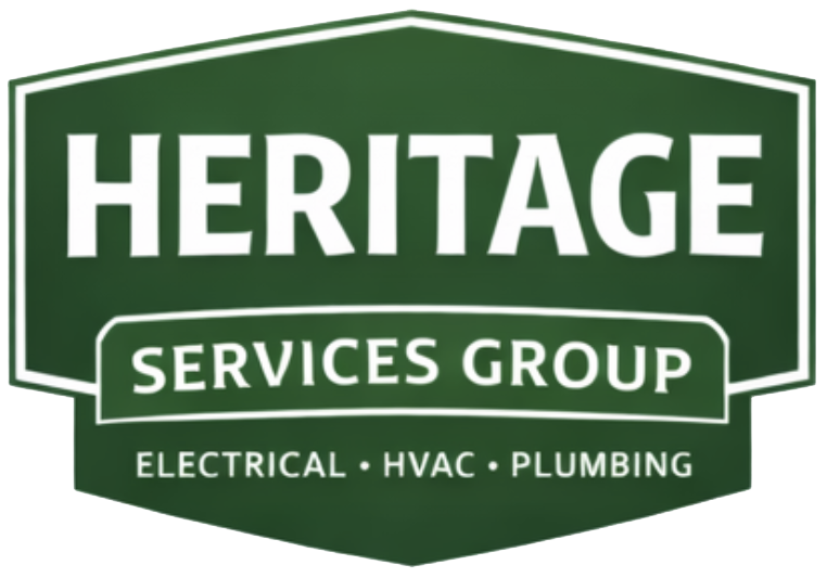 Heritage Services Group logo green badge - Electrical, HVAC, Plumbing services